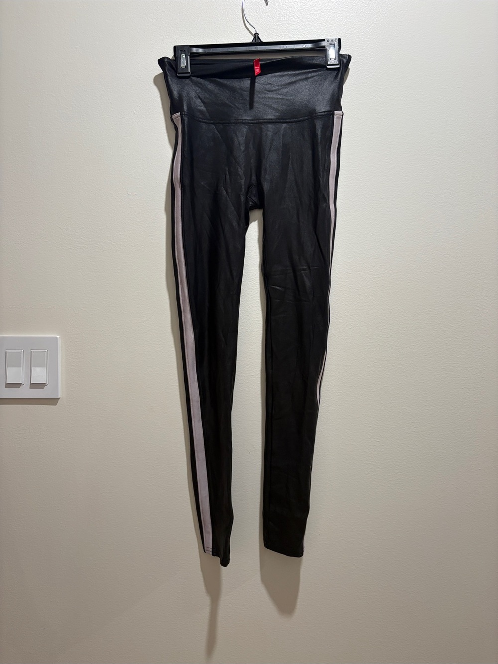 SPANX Black Leggings with White Side Stripe